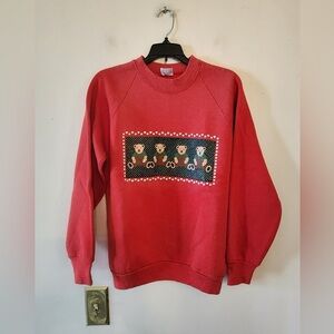 Vtg 90's Red teddy bear sweatshirt fruit of the loom size womens medium